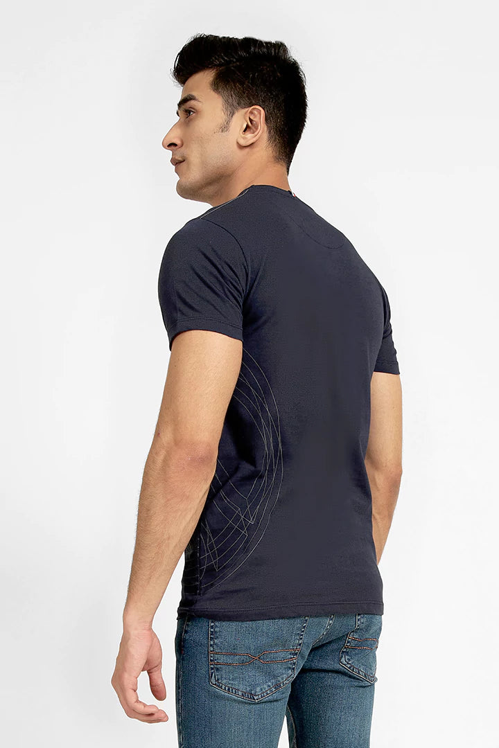 Navy Graphic T-Shirt Men T-Shirt Pre Fall 2023 Vortex COUGAR   