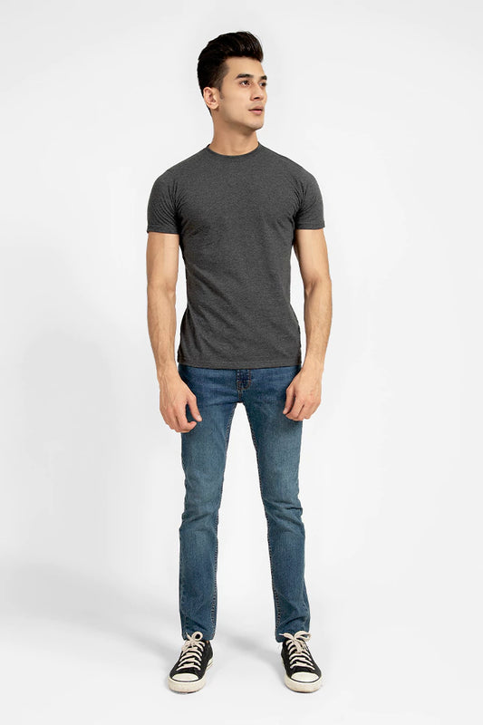 Charcoal Round Neck T-Shirt Men T-Shirt Pre Fall 2023 Vortex COUGAR S Charcoal 