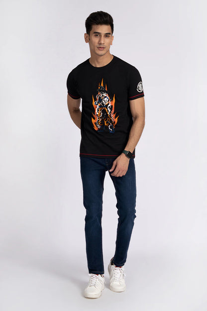 Black Contrast Stitch Graphic T-Shirt Men T-Shirt Pre Fall 2023 Vortex COUGAR XS Black 