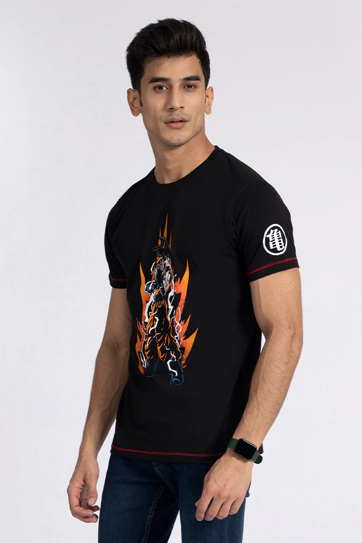 Black Contrast Stitch Graphic T-Shirt Men T-Shirt Pre Fall 2023 Vortex COUGAR   