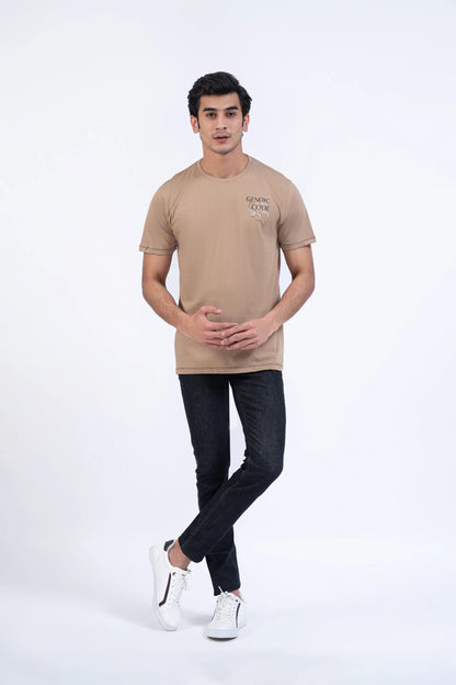 Scripted Relaxed Fit T-Shirt Men Tee Summer V-2 2024 URBAN STATION COUGAR