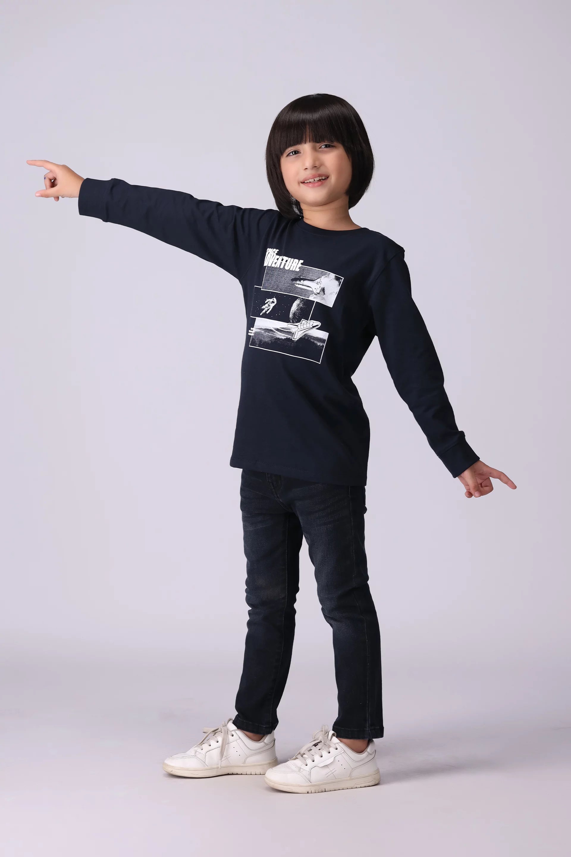 Space Adventure Graphic T-Shirt Boy Tee Fall 2024 COUGAR- (Boy Junior Fall 2024)   