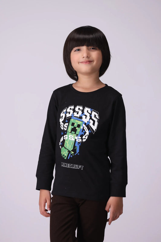 Graphic Round Neck T-Shirt Boy Tee Fall 2024 COUGAR- (Boy Junior Fall 2024) 5-6 Y Black 