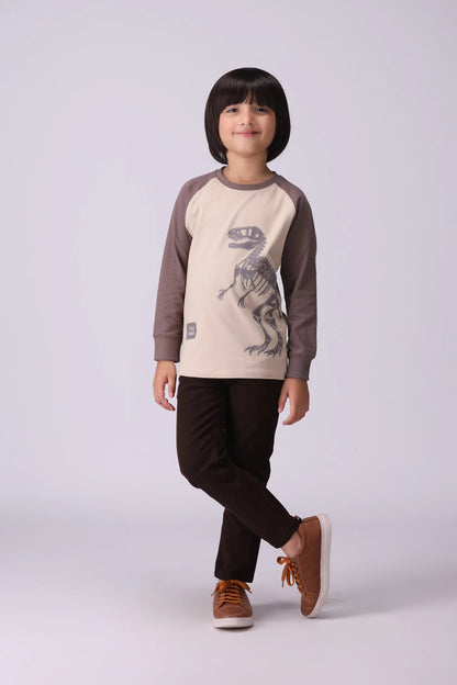 Contrast Raglan Graphic T-Shirt Boy Tee Fall 2024 COUGAR- (Boy Junior Fall 2024)   