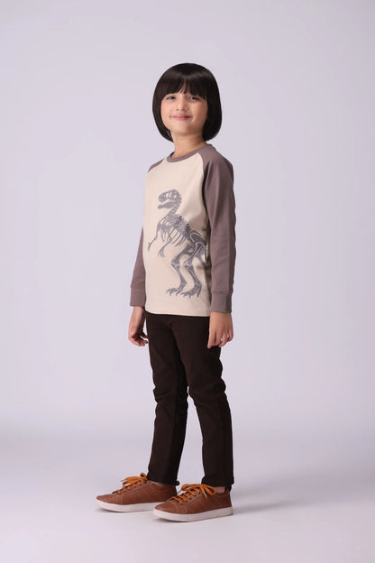 Contrast Raglan Graphic T-Shirt Boy Tee Fall 2024 COUGAR- (Boy Junior Fall 2024)   