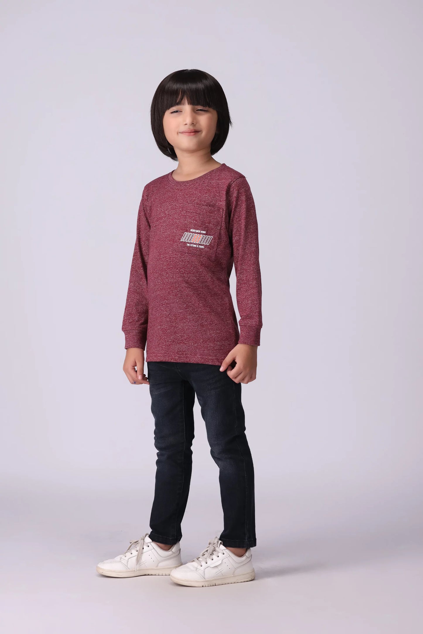 Mélange T-Shirt With Patch Pocket Boy Tee Fall 2024 COUGAR- (Boy Junior Fall 2024)   