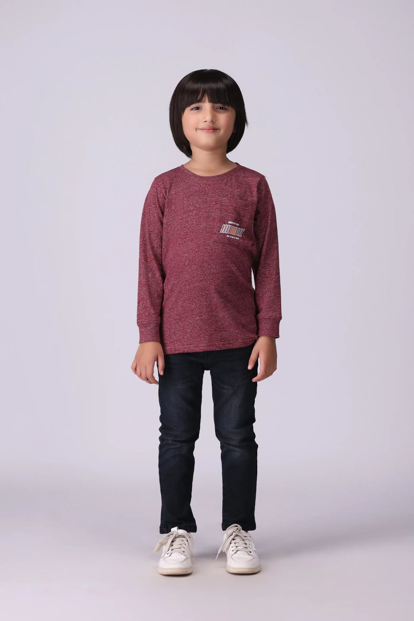 Mélange T-Shirt With Patch Pocket Boy Tee Fall 2024 COUGAR- (Boy Junior Fall 2024)   