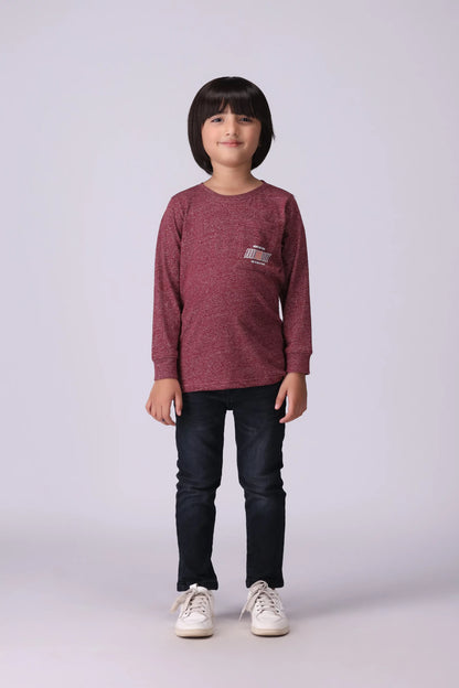 Mélange T-Shirt With Patch Pocket Boy Tee Fall 2024 COUGAR- (Boy Junior Fall 2024)   