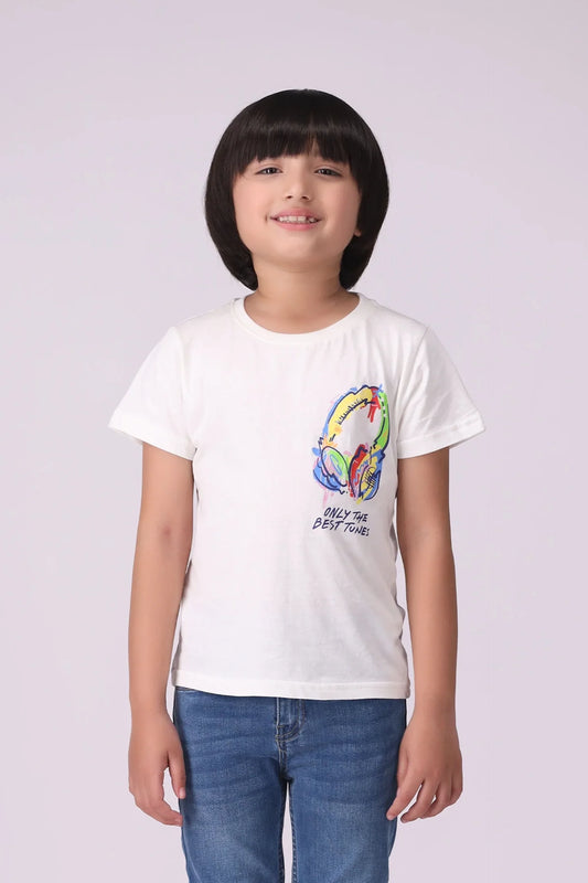 Graphic T-Shirt Boy Tee COUGAR (S V-1 2025) 5-6 Y Cream White Boy