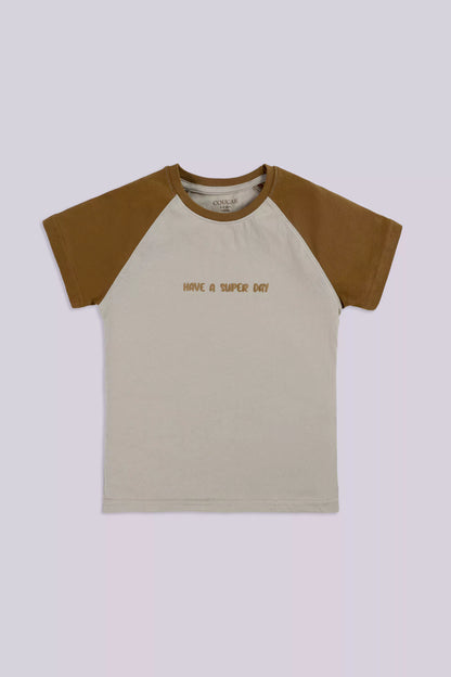 Contrast Raglan T-Shirt Boy Tee COUGAR (S V-1 2025) 5-6 Y Beige Boy