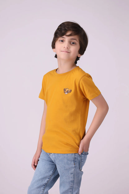 Minimal Embroidered T-Shirt Boy Tee COUGAR (S V-1 2025) 5-6 Y Mustard Boy