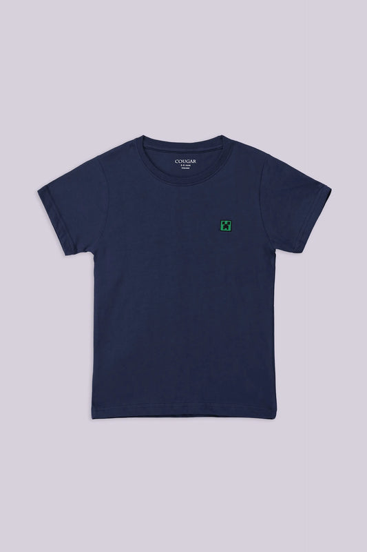 T-Shirt With Minimal Embroidered Badge Boy Tee COUGAR (S V-1 2025)