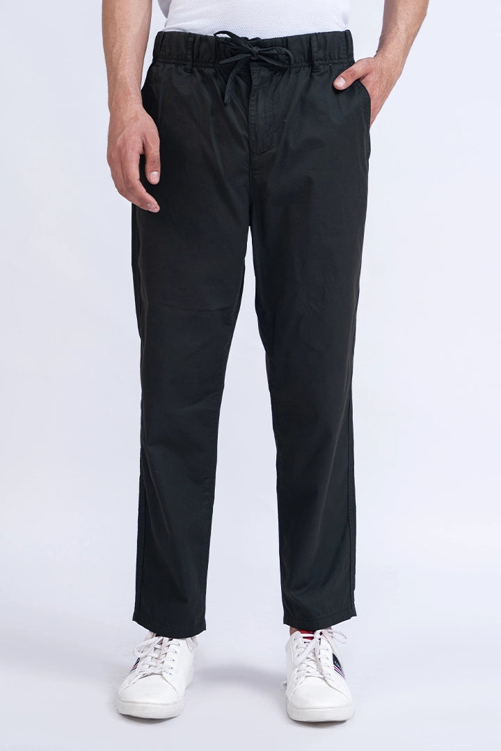 Black Woven Relaxed Fit Trousers - Cougar Clothing