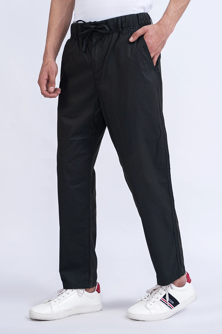 Black Woven Relaxed Fit Trousers - Cougar Clothing