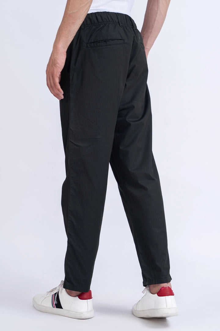 Black Woven Relaxed Fit Trousers - Cougar Clothing