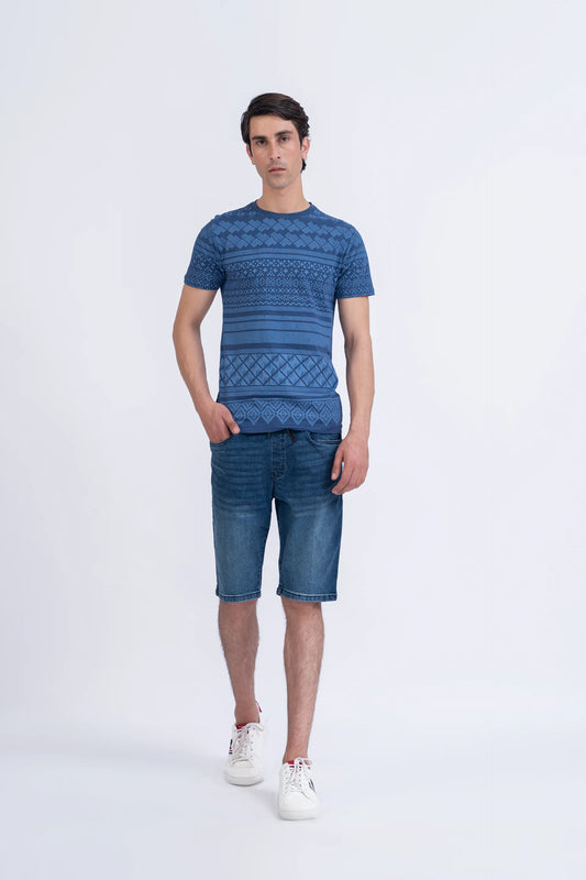 Geometrical Printed T-Shirt Men Tee Summer V-1 2024 AURA COUGAR