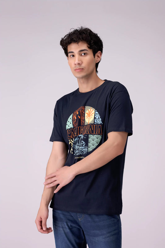 Relaxed Fit Graphic T-Shirt Men Tee COUGAR (S V-1 2025) S Navy Men