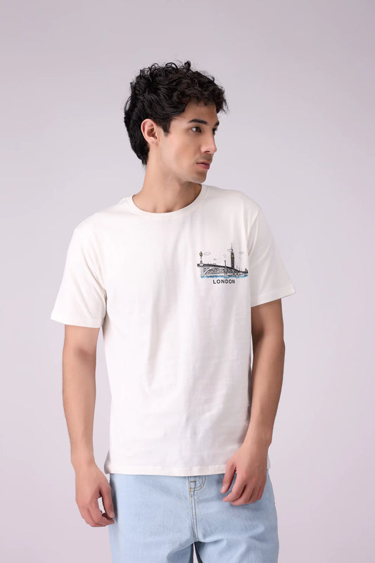 Relaxed Fit Graphic T-Shirt Men Tee COUGAR (S V-1 2025) S Off White Men