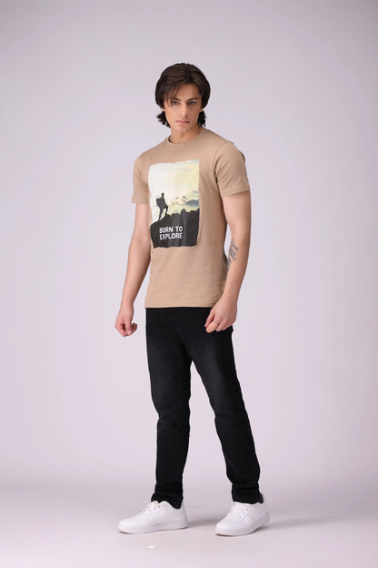 Regular Fit Printed T-Shirt Men Tee COUGAR (S V-1 2025)