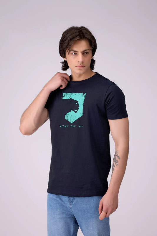 Regular Fit Logo Print T-Shirt Men Tee COUGAR (S V-1 2025) S Dark Navy Men