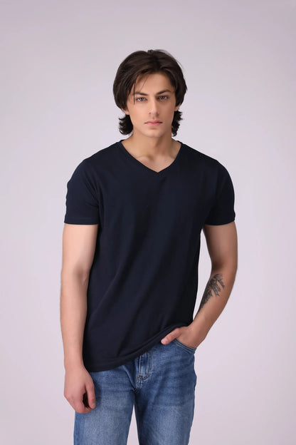 V-Neck T-Shirt Men Tee COUGAR (S V-1 2025) S Navy Men