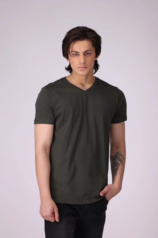 V-Neck T-Shirt Men Tee COUGAR (S V-1 2025) S Olive Men