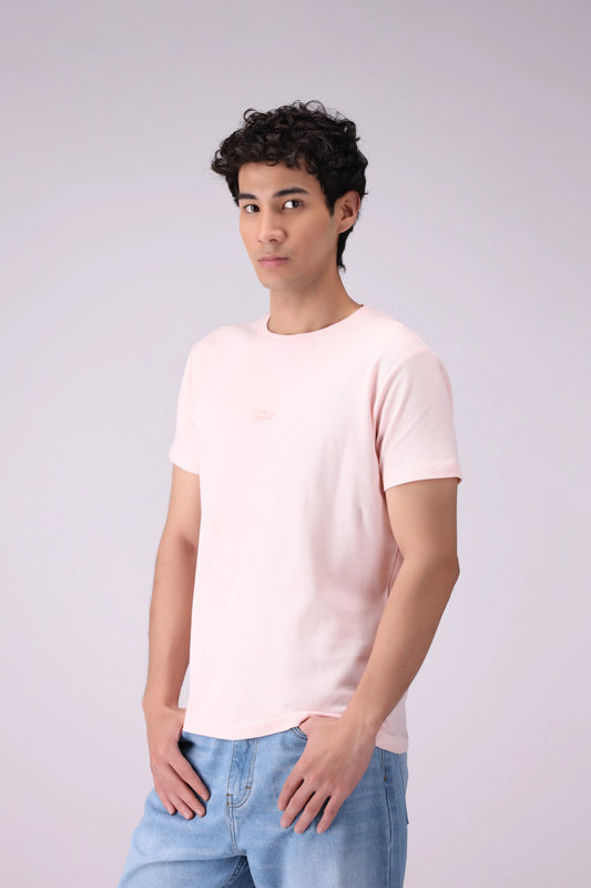 Regular Fit Honeycomb Knit T-Shirt Men Tee COUGAR (S V-1 2025) S Pink Men