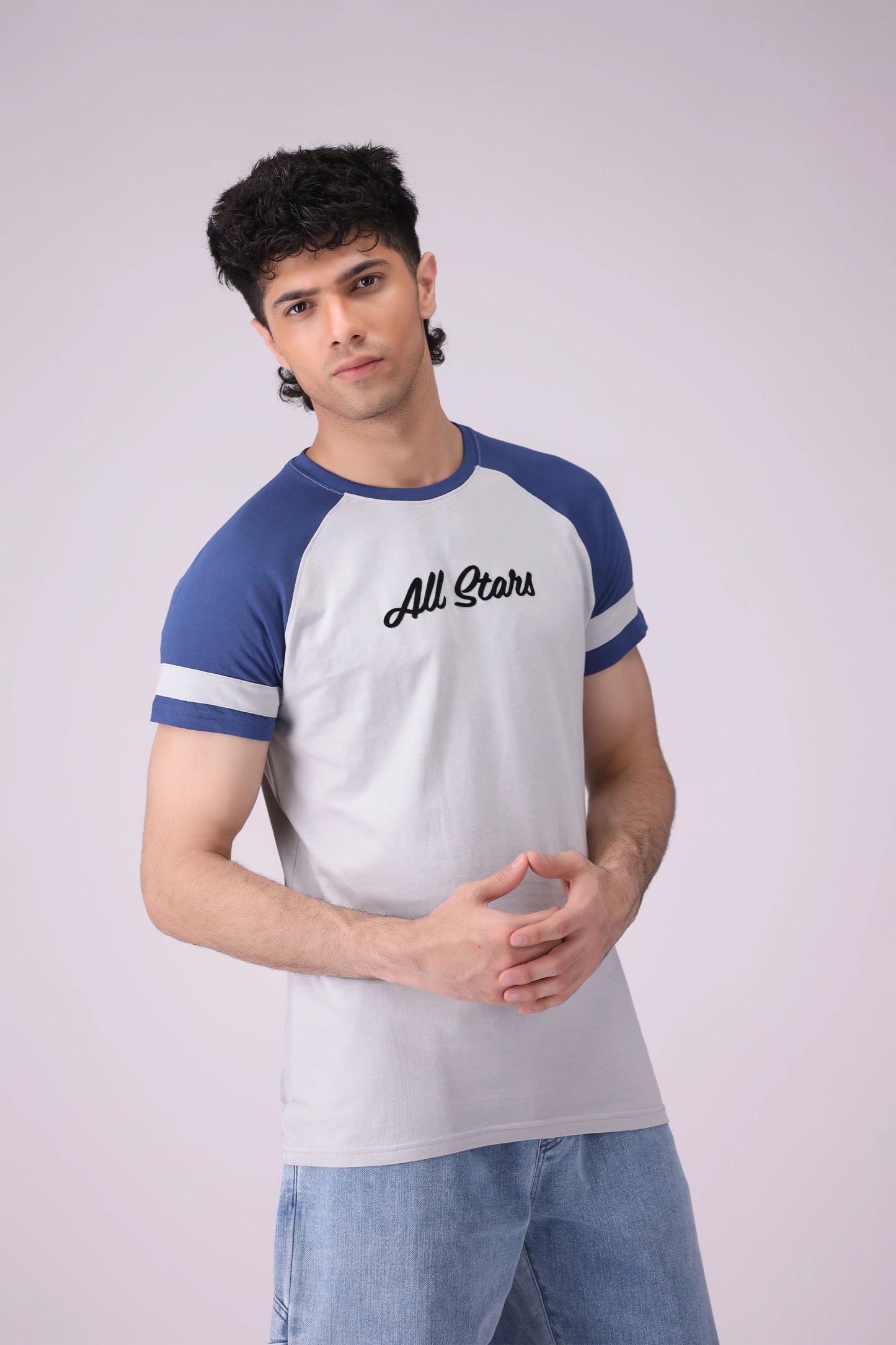 Regular Fit Contrast Raglan T-Shirt Men Tee COUGAR (S V-1 2025) S Grey Men