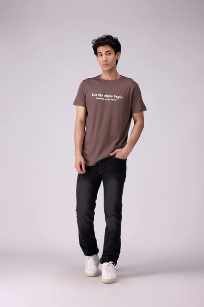 Regular Fit Slogan Printed T-Shirt Men Tee COUGAR (S V-1 2025)