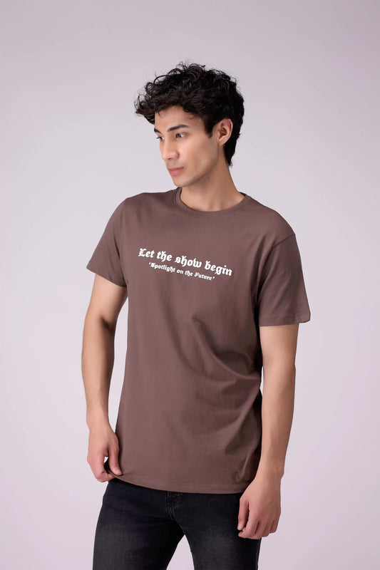 Regular Fit Slogan Printed T-Shirt Men Tee COUGAR (S V-1 2025) S Mink Men