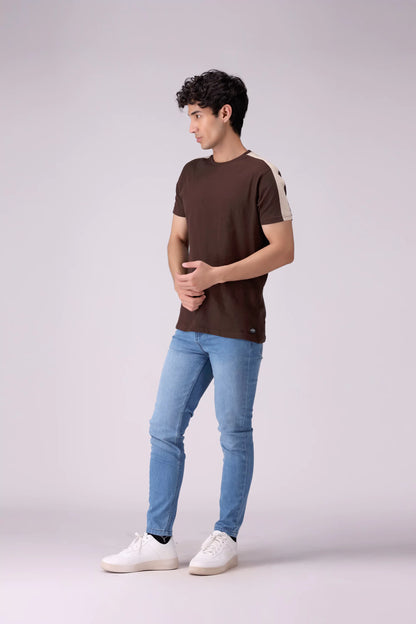 Regular Fit Shoulder Paneled T-Shirt Men Tee COUGAR (S V-1 2025)