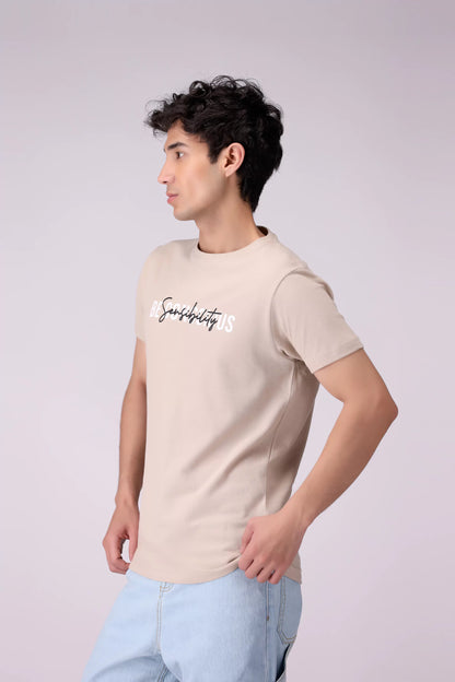 Text Printed Pique T-Shirt Men Tee COUGAR (S V-1 2025)