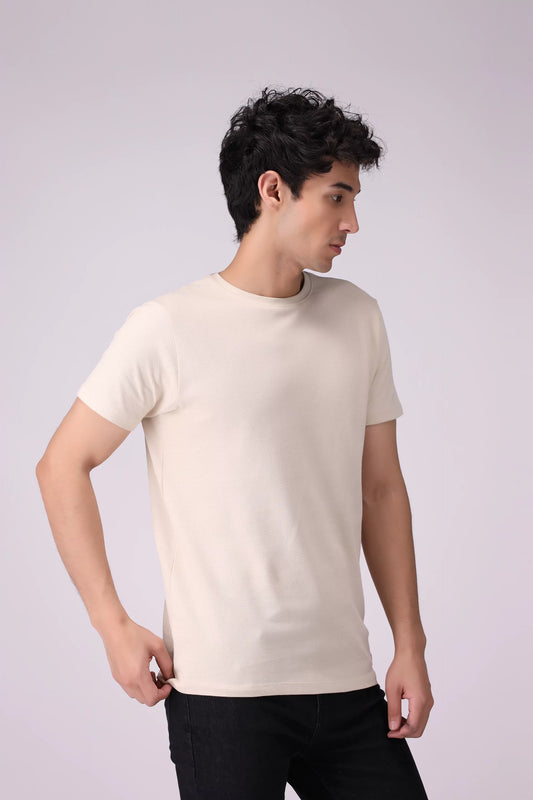 Regular Fit Popcorn Knit T-Shirt Men Tee COUGAR (S V-1 2025) S Sand Men