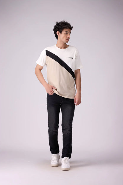 Relaxed Fit Color Block T-Shirt Men Tee COUGAR (S V-1 2025)