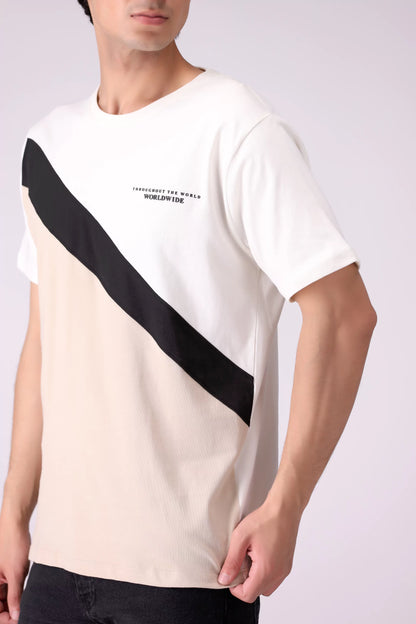 Relaxed Fit Color Block T-Shirt Men Tee COUGAR (S V-1 2025)