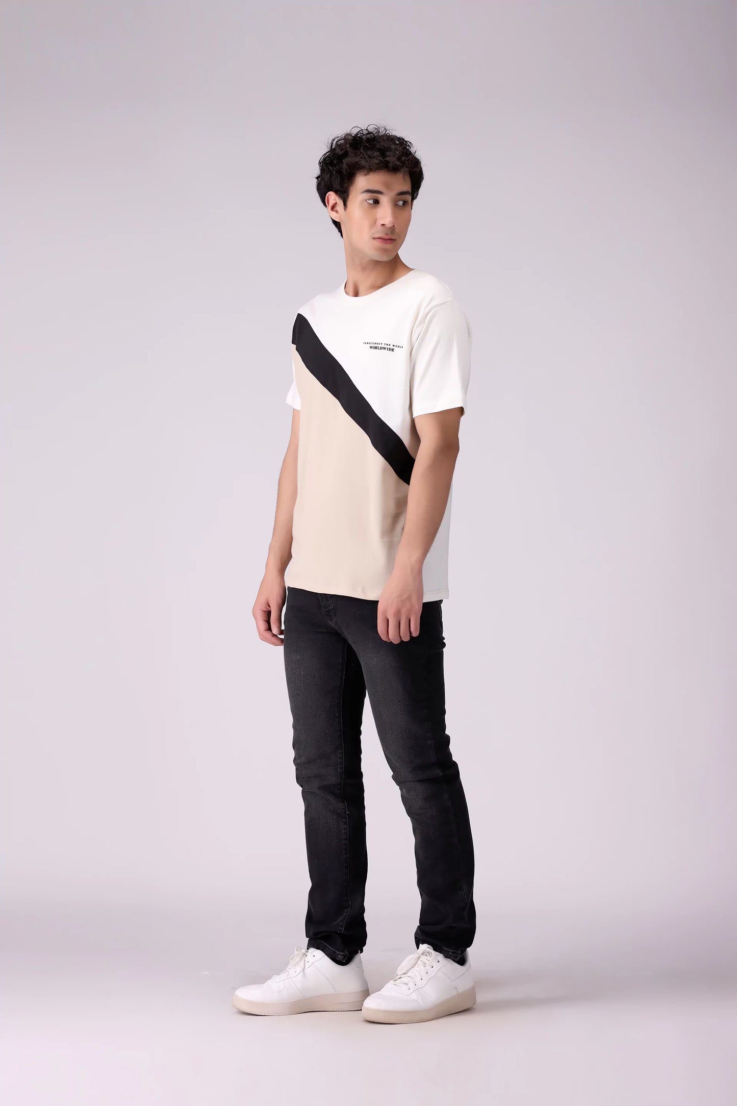 Relaxed Fit Color Block T-Shirt Men Tee COUGAR (S V-1 2025)