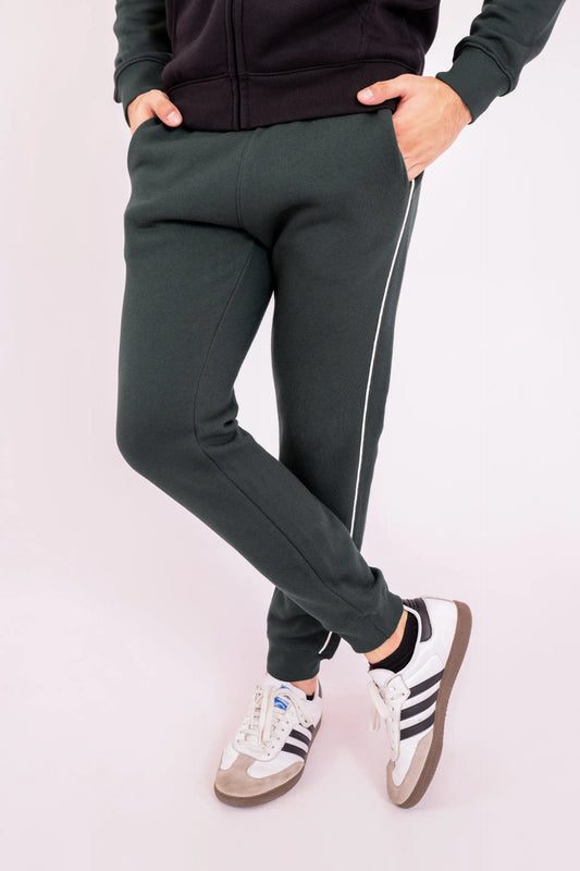 Slim Fit Jogger Pants With Side Piping Men Trouser Winter 2024 Knit Story COUGAR- (Men Winter 2024) S Green 