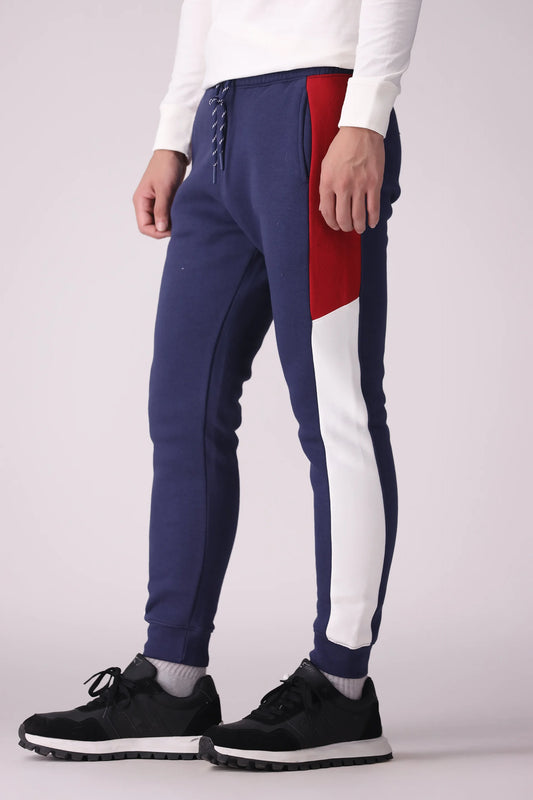 Side Striped Jogger Pants Men Trouser Winter 2024 Knit Story COUGAR- (Men Winter 2024) S Navy Men