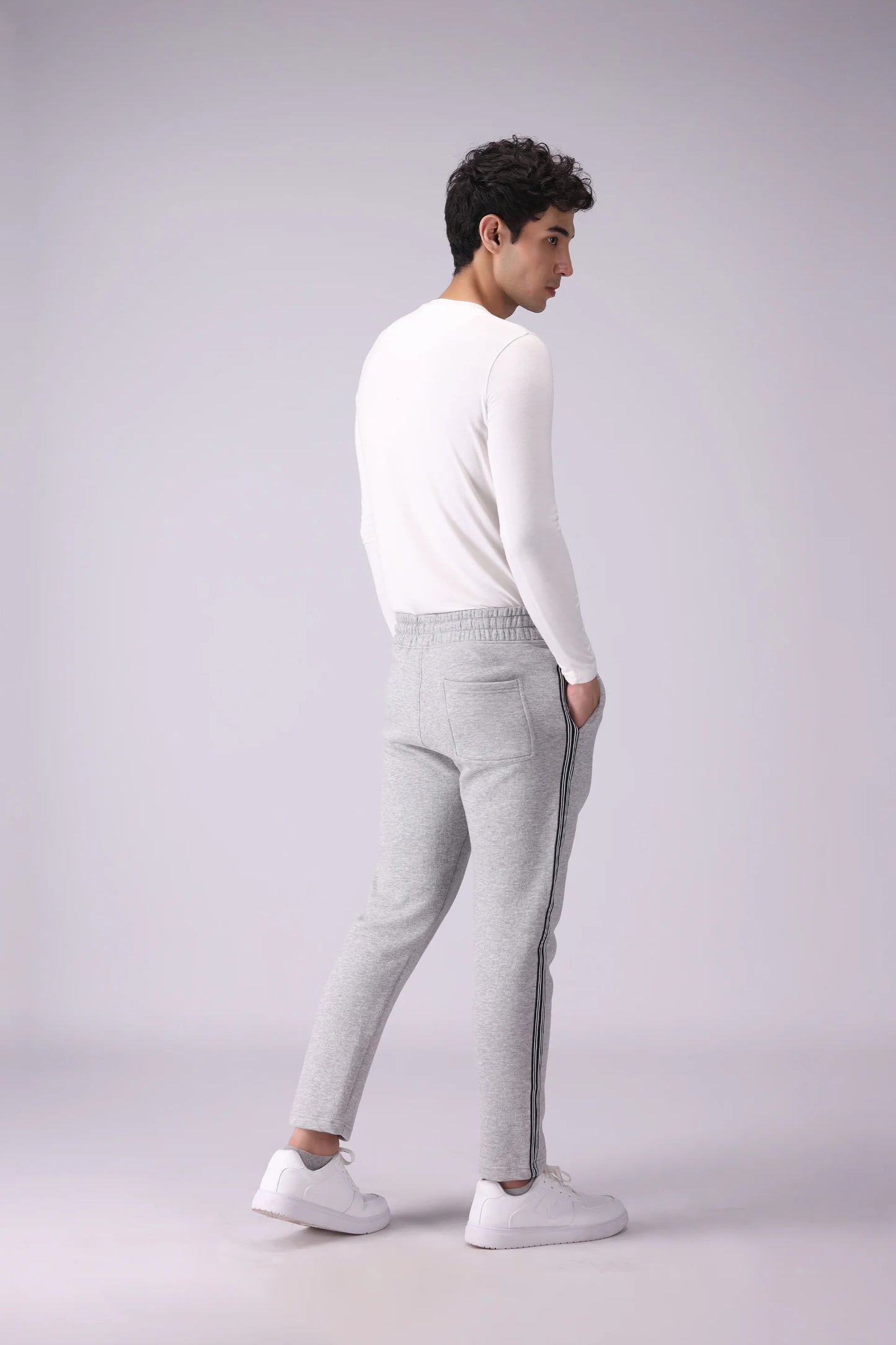 Striped Fleece Trousers Men Trouser Winter 2024 Knit Story COUGAR- (Men Winter 2024)