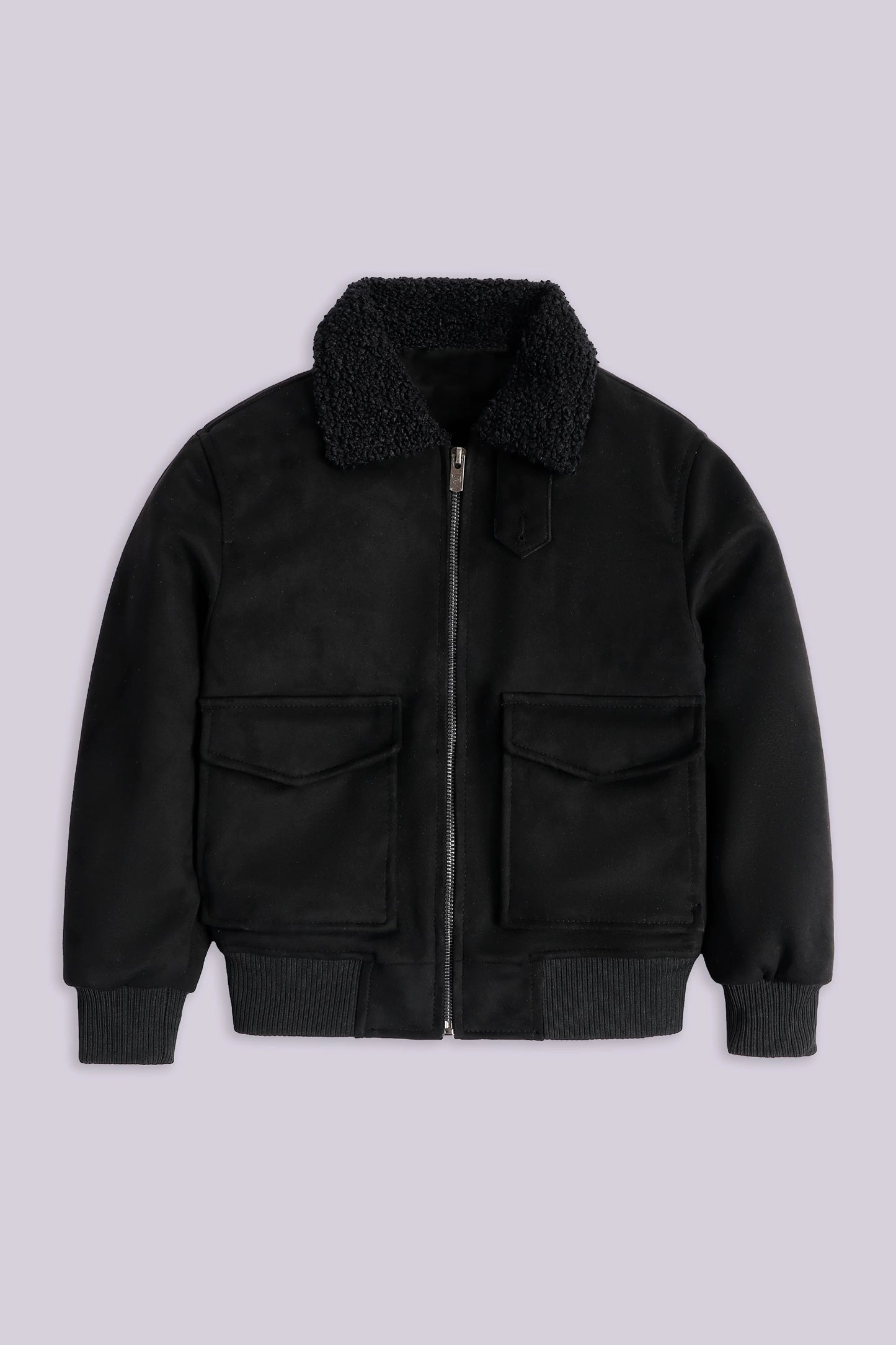 Suede Jacket With Sherpa Collar Boy Jacket Winter 2024 COUGAR- (Boy Junior Winter 2024) 5-6 Y Black Boy