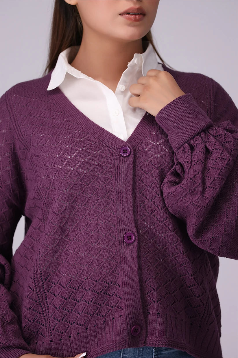 Button-Through Crochet Knit Cardigan Women Sweater Winter 2024 Knit Story COUGAR- (Women Winter 2024)   