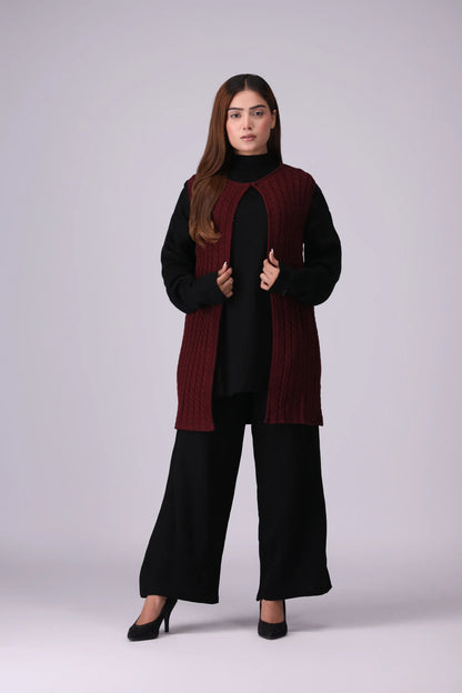 Cable Knit Sleeveless Cardigan Women Sweater Winter 2024 Knit Story COUGAR- (Women Winter 2024)   