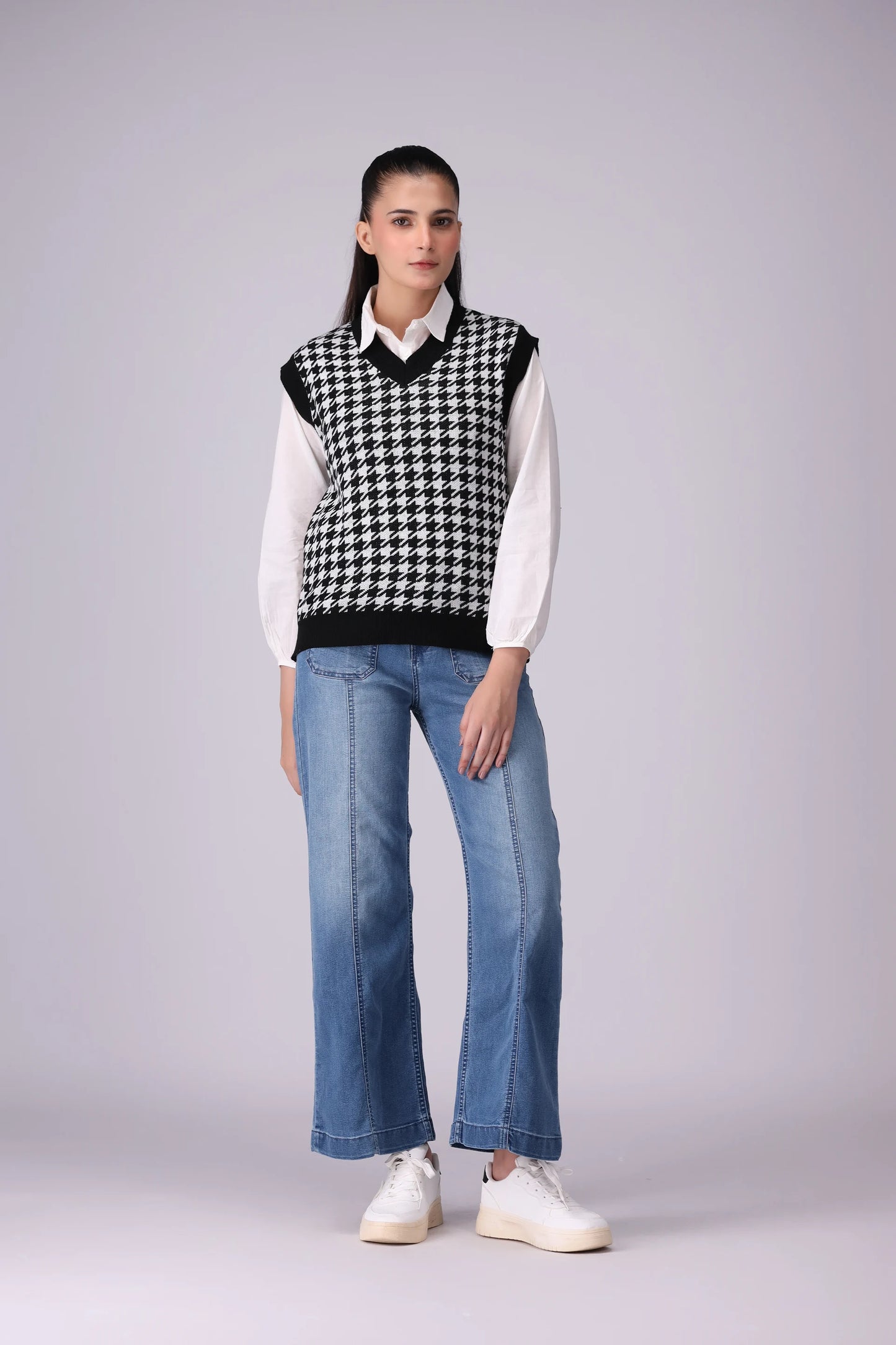 Jacquard Knit Sweater Vest Women Sweater Winter 2024 Knit Story COUGAR- (Women Winter 2024)   