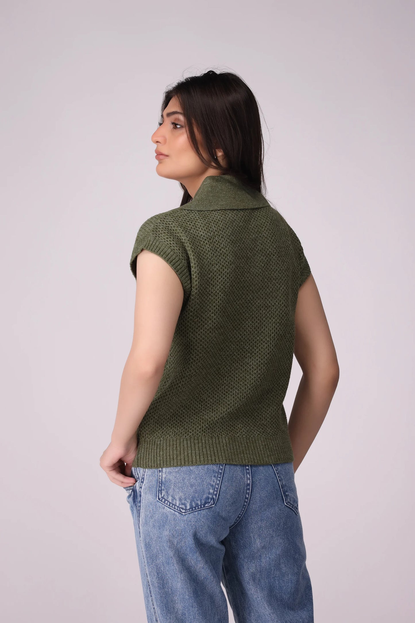 Honeycomb Knit Sweater Vest Women Sweater Winter 2024 Knit Story COUGAR- (Women Winter 2024)