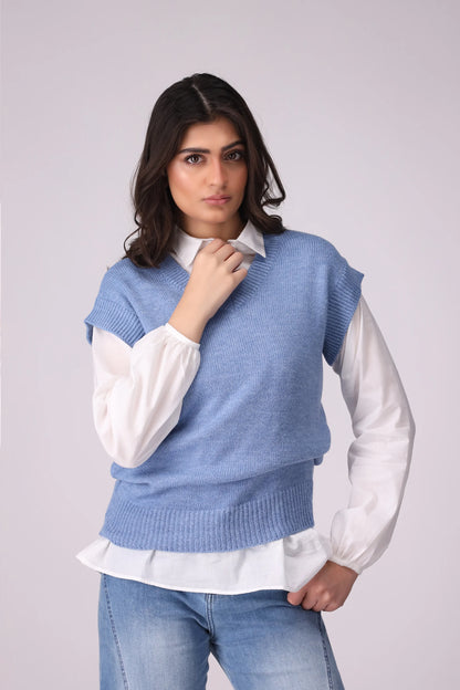 Sweater Vest Women Sweater Winter 2024 Knit Story COUGAR- (Women Winter 2024) FSZ Light Blue Women