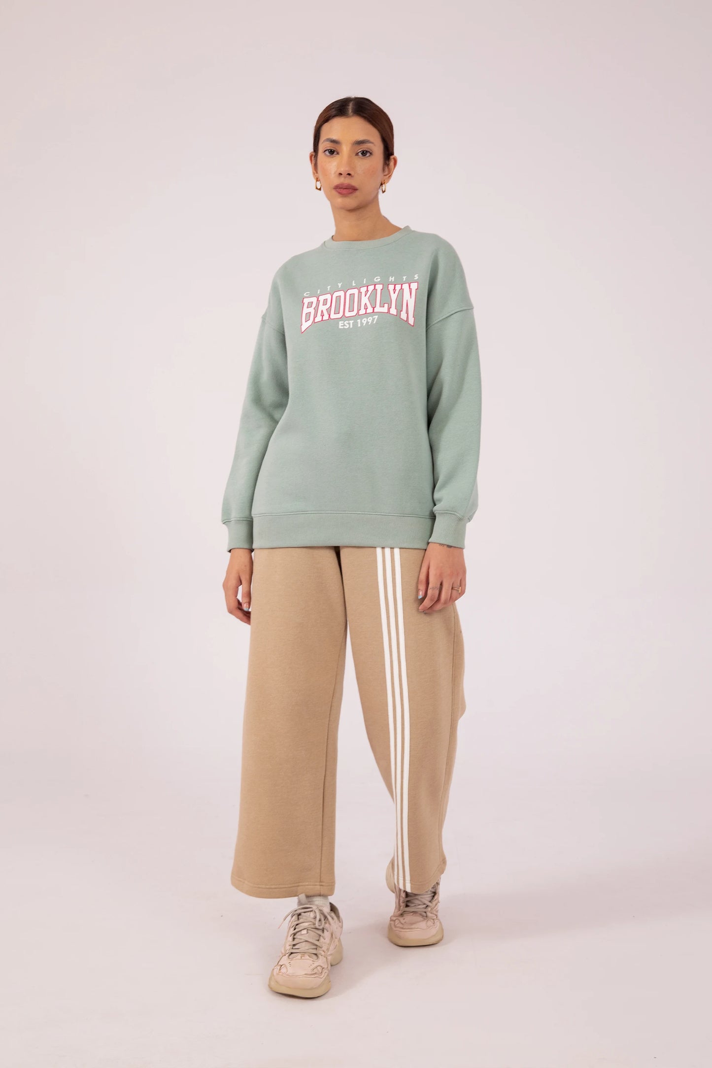 BROOKLYN Ribbed Sweatshirt Women Sweatshirt Winter 2024 Knit Story COUGAR- (Women Winter 2024) XS Green 