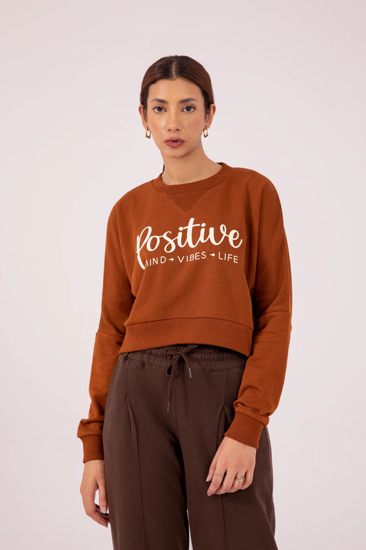 Slogan Cropped Sweatshirt Women Sweatshirt Winter 2024 Knit Story COUGAR- (Women Winter 2024)   