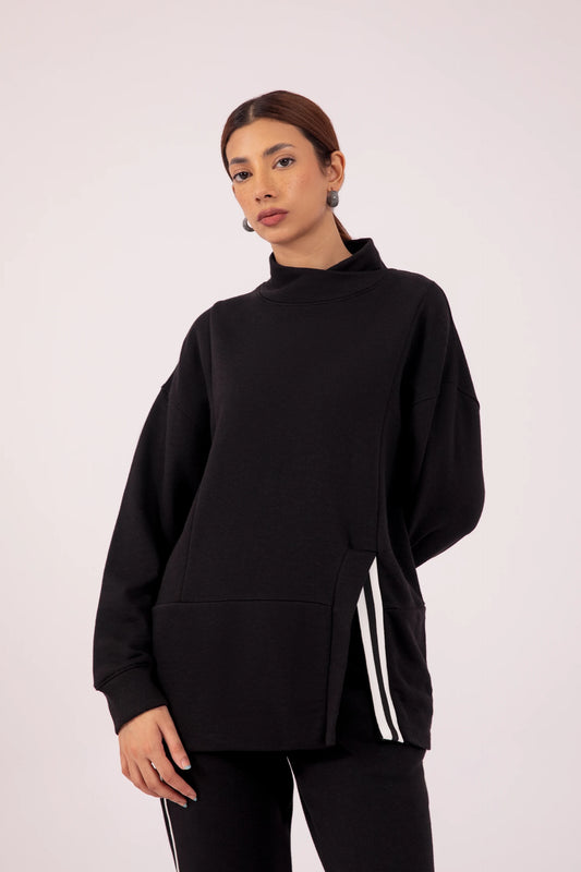 Long black sweatshirt womens best sale