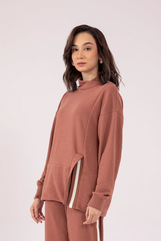 Split Hem Sweatshirt Women Sweatshirt Winter 2024 Knit Story COUGAR- (Women Winter 2024)   