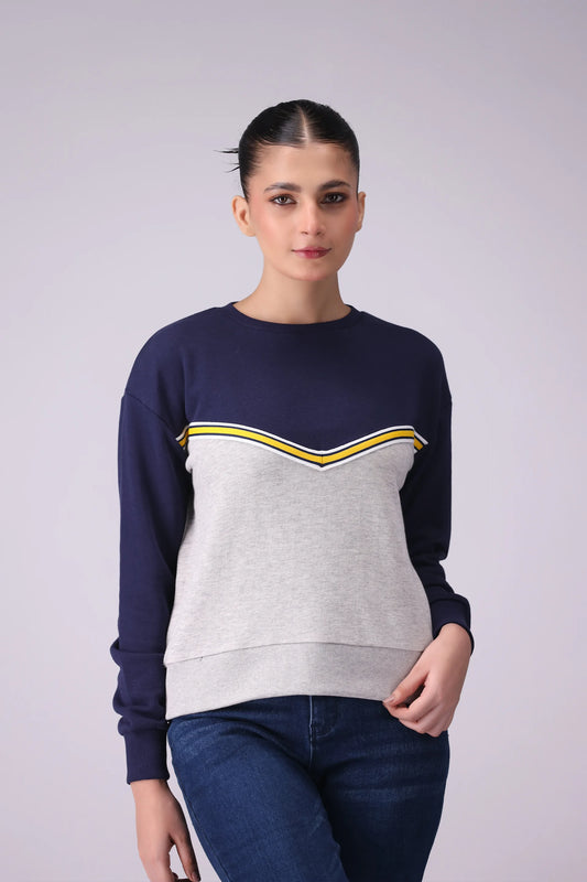 Color Block Sweatshirt Women Sweatshirt Winter 2024 Knit Story COUGAR- (Women Winter 2024) XS Navy Women